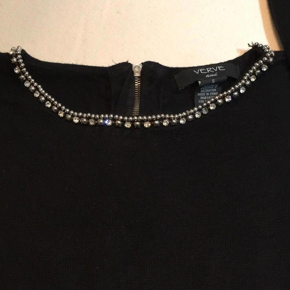 🍁Verve ami Black Embellished Rayon sweater Small - Picture 3 of 8